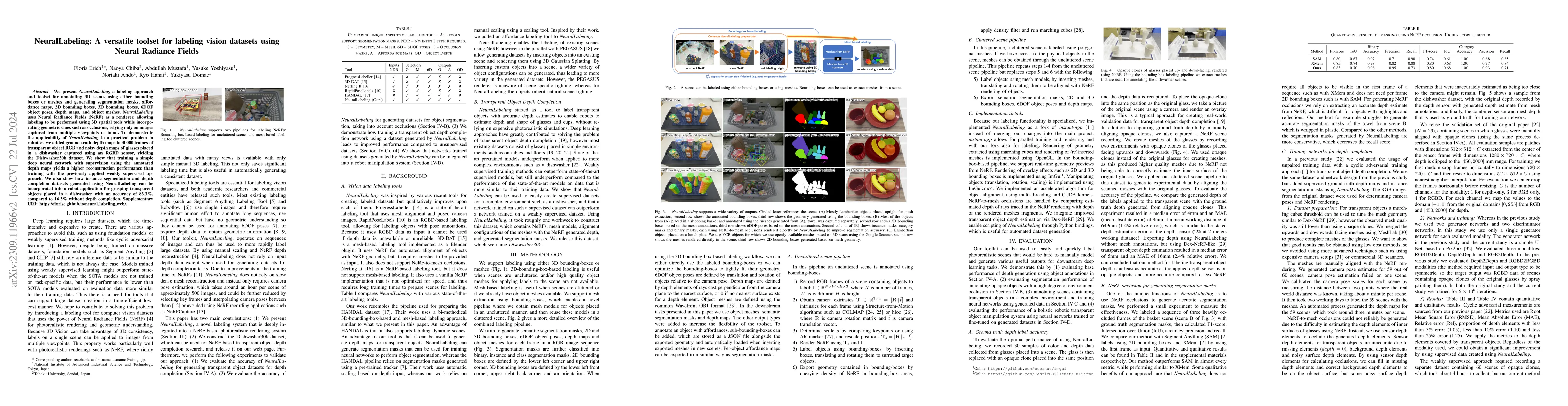 Thumbnail for NeuralLabeling: A versatile toolset for labeling vision datasets using
  Neural Radiance Fields