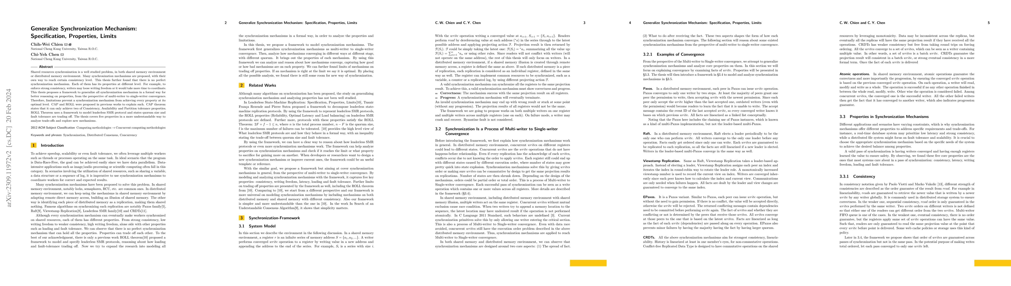 Thumbnail for Generalize Synchronization Mechanism: Specification, Properties, Limits