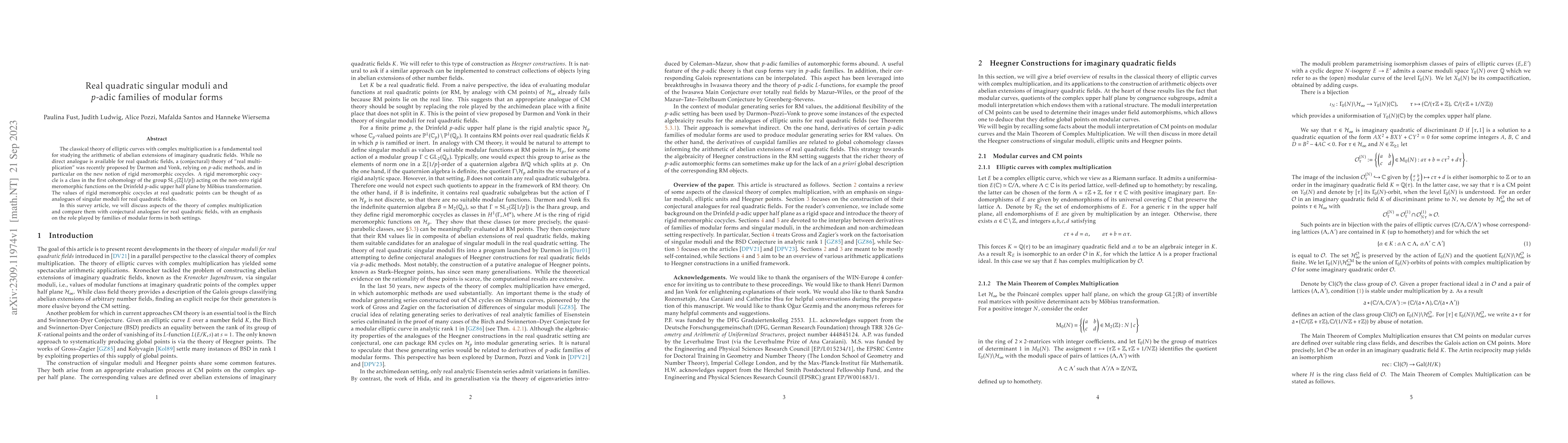 Thumbnail for Real quadratic singular moduli and $p$-adic families of modular forms