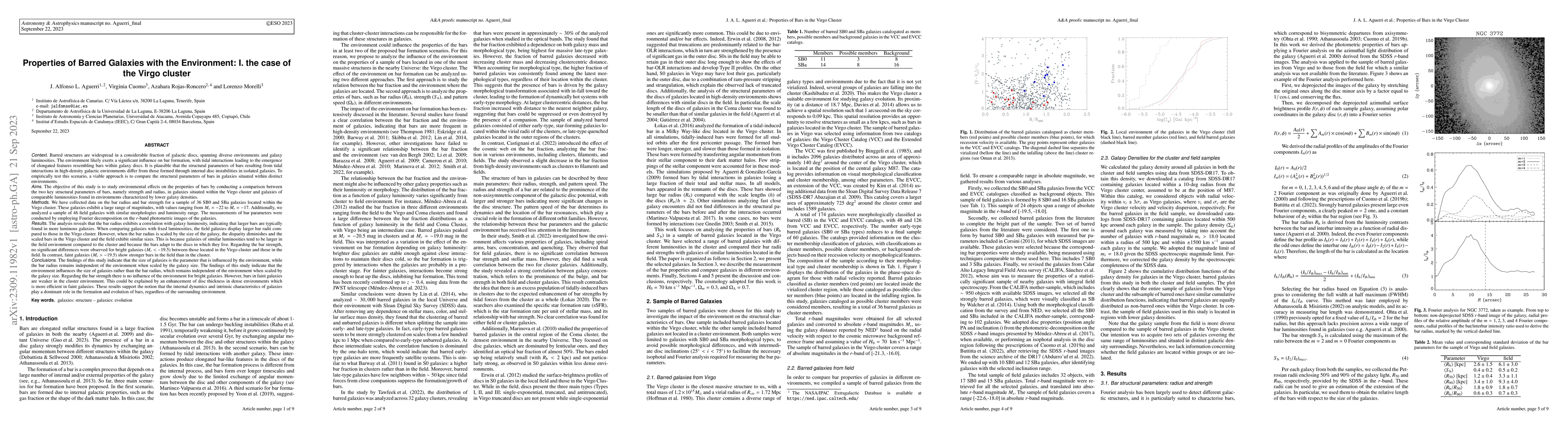 Thumbnail for Properties of Barred Galaxies with the Environment: I. the case of the
  Virgo cluster