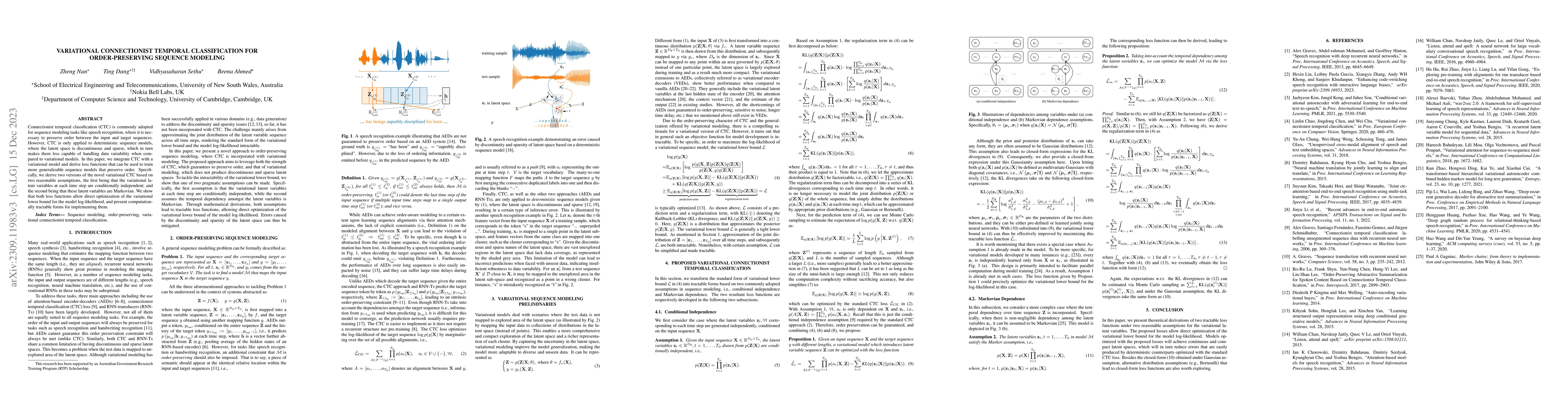 Thumbnail for Variational Connectionist Temporal Classification for Order-Preserving
  Sequence Modeling