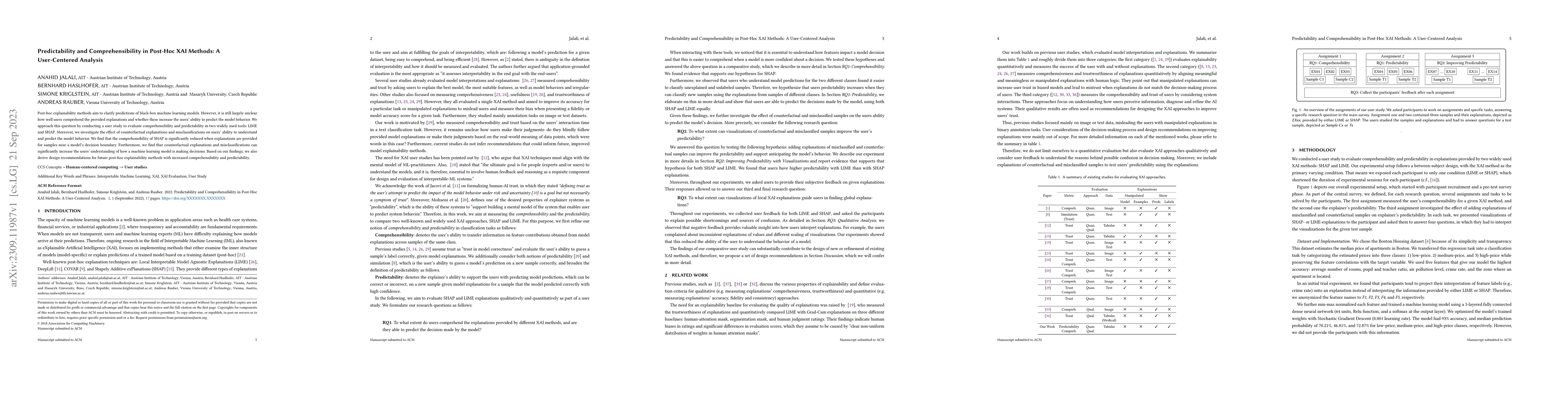 Thumbnail for Predictability and Comprehensibility in Post-Hoc XAI Methods: A
  User-Centered Analysis