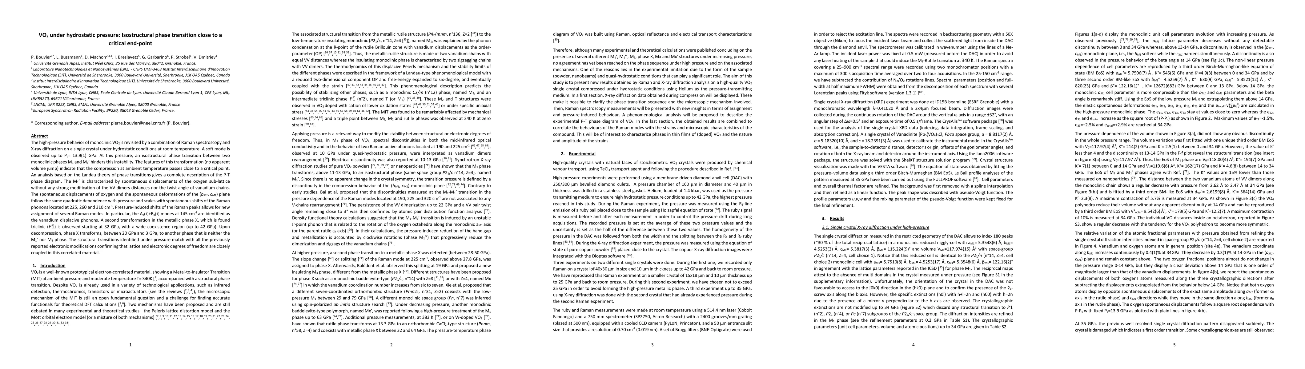 Thumbnail for VO$_2$ under hydrostatic pressure: Isostructural phase transition close
  to a critical end-point