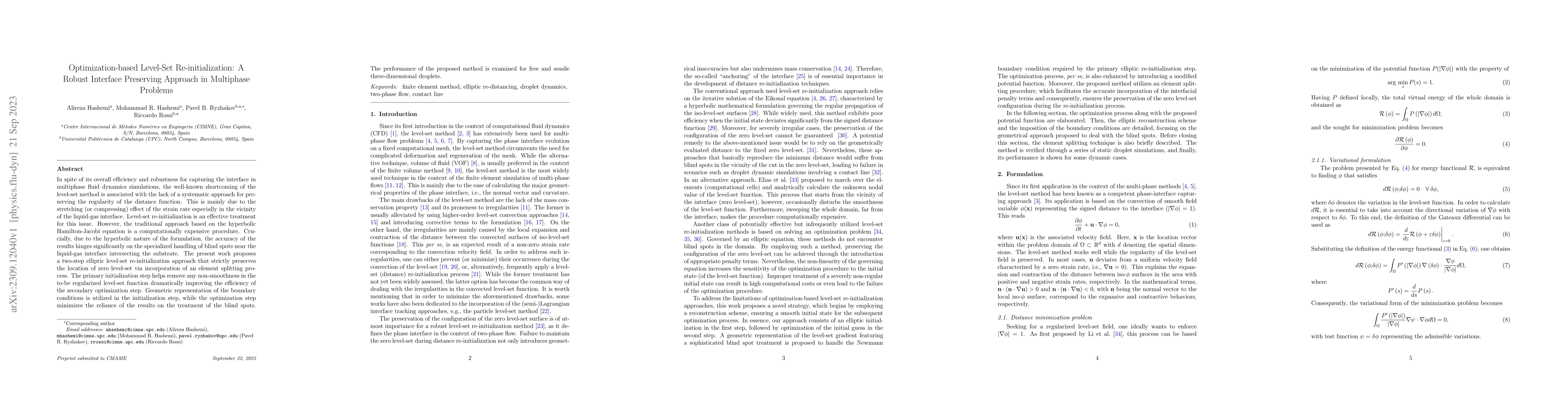 Thumbnail for Optimization-based Level-Set Re-initialization: A Robust Interface
  Preserving Approach in Multiphase Problems