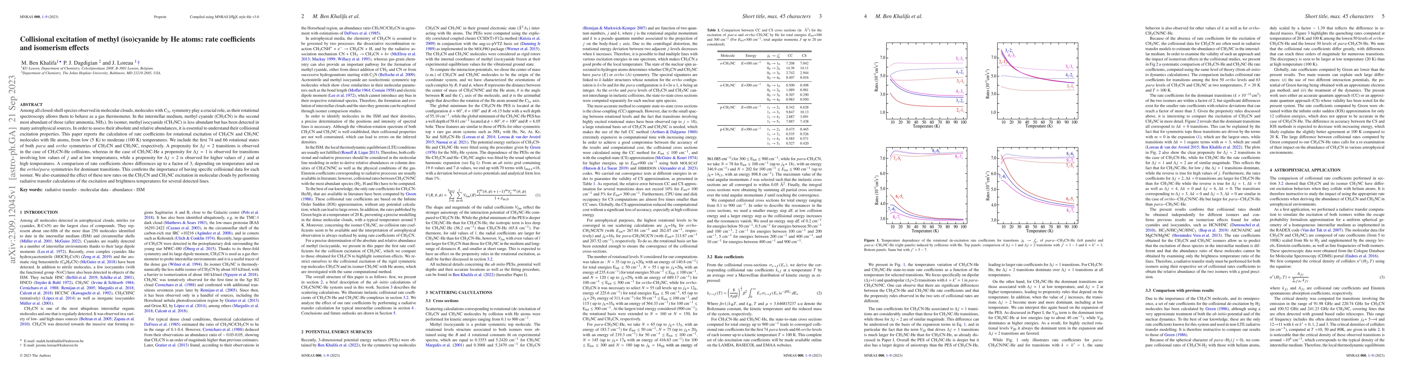 Thumbnail for Collisional excitation of methyl (iso)cyanide by He atoms: rate
  coefficients and isomerism effects