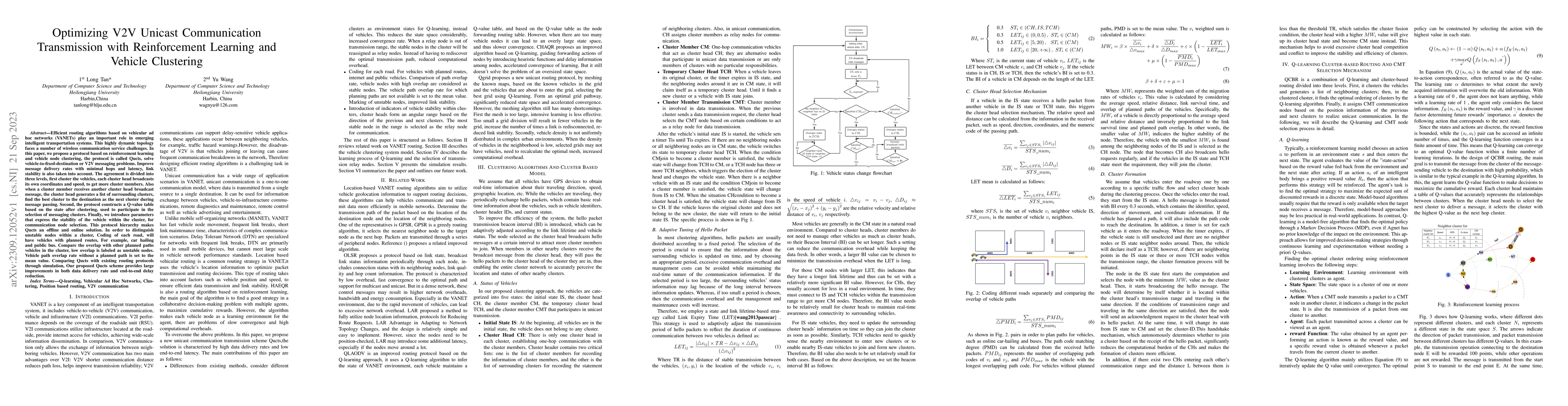 Thumbnail for Optimizing V2V Unicast Communication Transmission with Reinforcement
  Learning and Vehicle Clustering