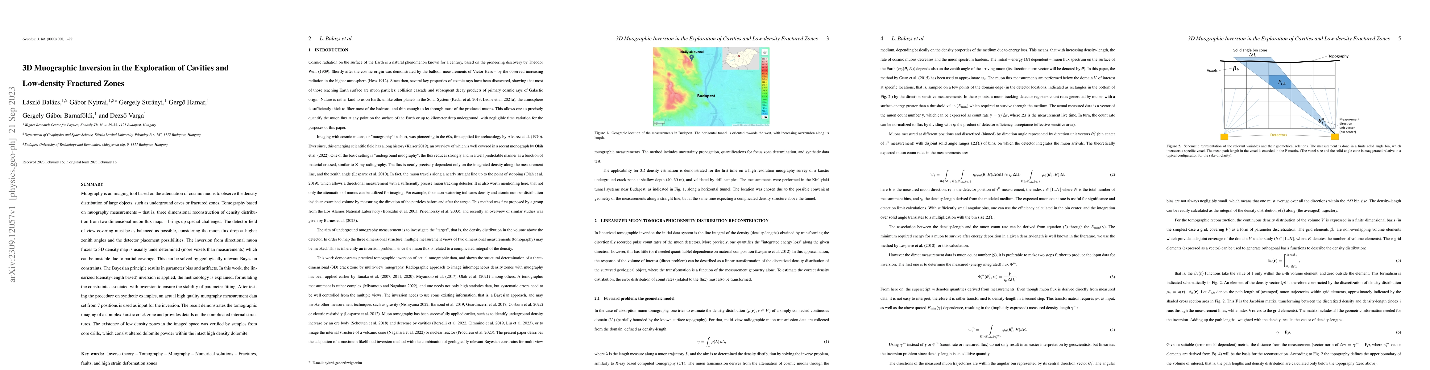 Thumbnail for 3D Muographic Inversion in the Exploration of Cavities and Low-density
  Fractured Zones