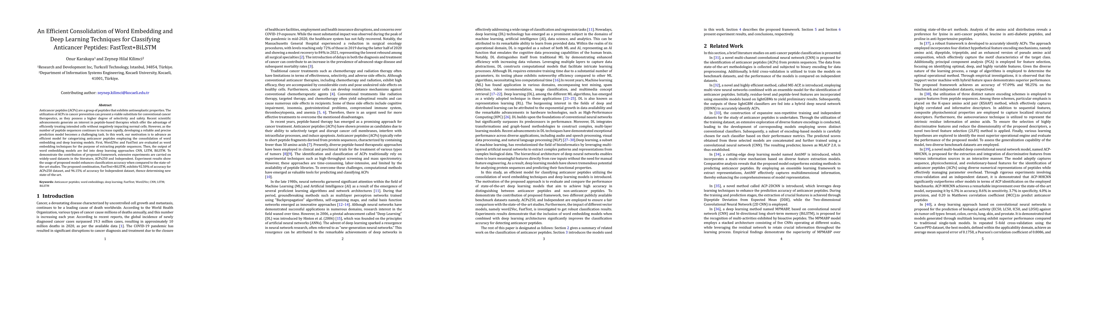 Thumbnail for An Efficient Consolidation of Word Embedding and Deep Learning
  Techniques for Classifying Anticancer Peptides: FastText+BiLSTM