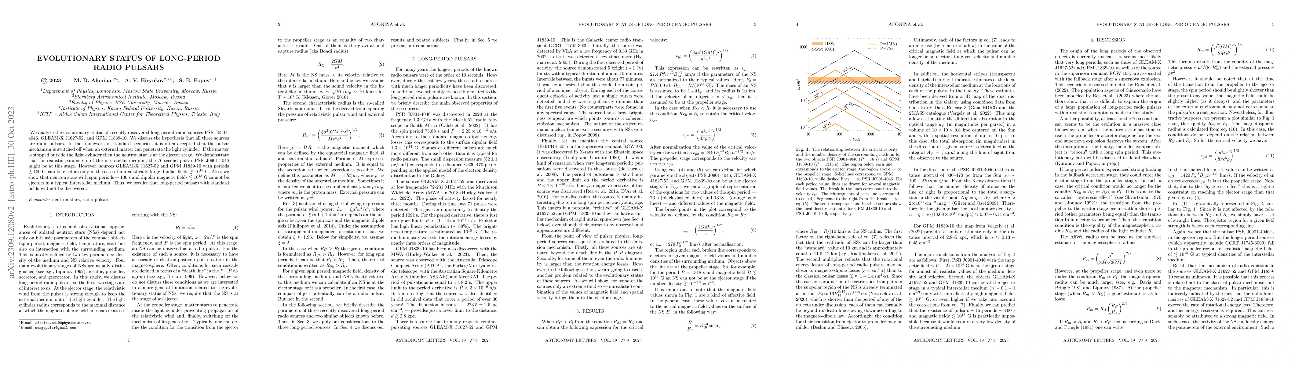Thumbnail for Evolutionary Status of Long-Period Radio Pulsars