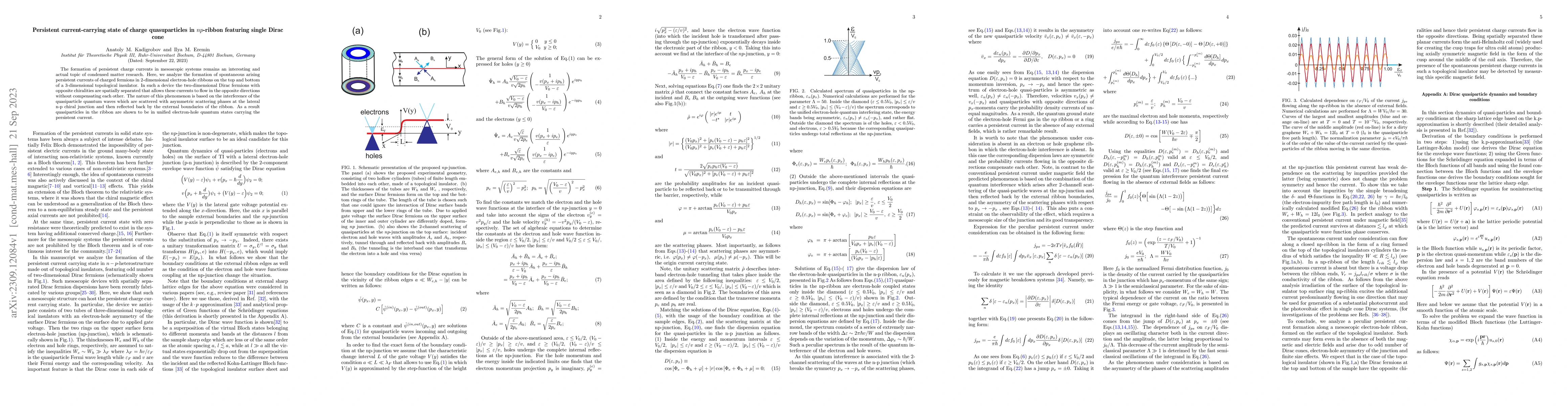 Thumbnail for Persistent current-carrying state of charge quasuparticles in
  $np$-ribbon featuring single Dirac cone