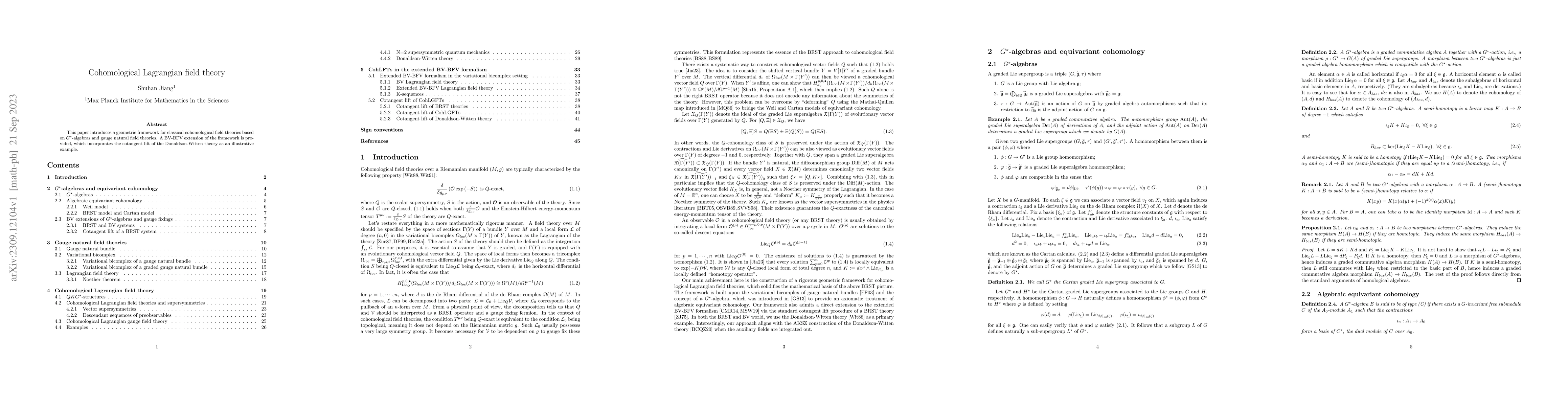 Thumbnail for Cohomological Lagrangian field theory