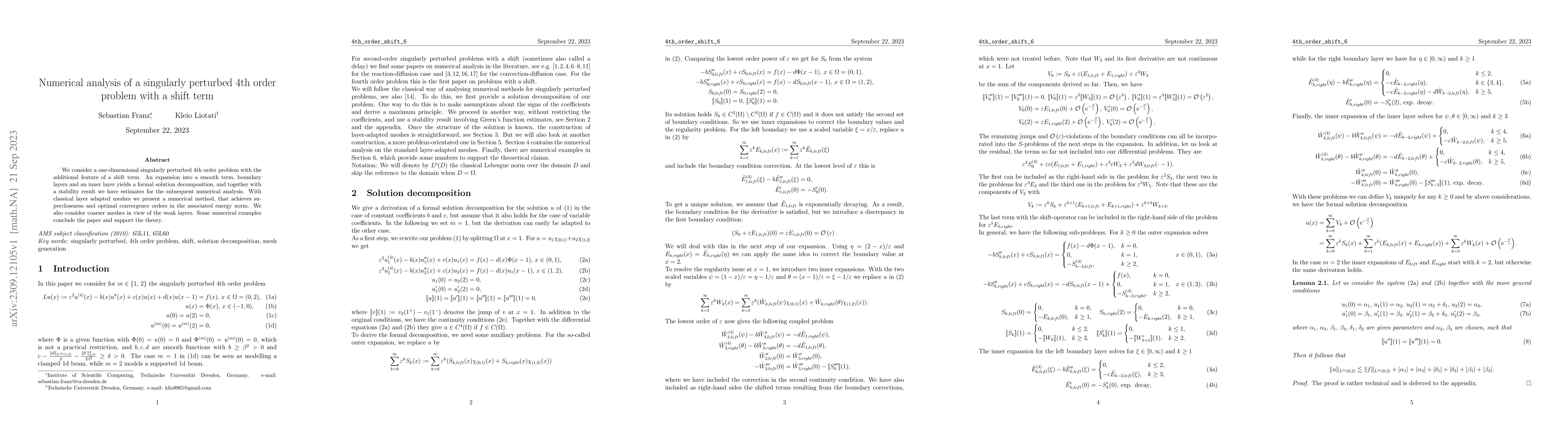 Thumbnail for Numerical analysis of a singularly perturbed 4th order problem with a
  shift term
