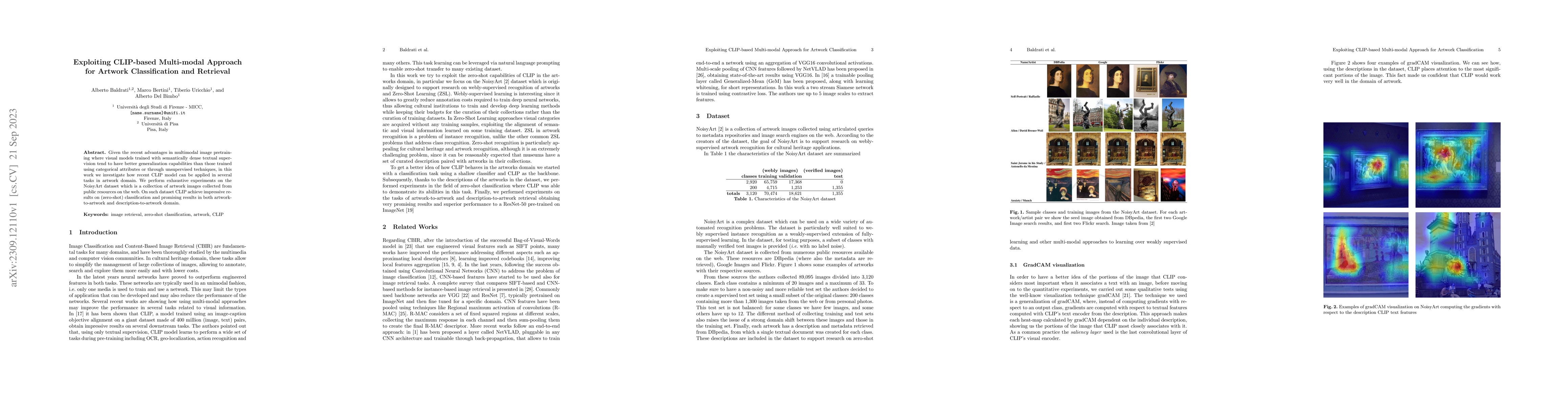 Thumbnail for Exploiting CLIP-based Multi-modal Approach for Artwork Classification
  and Retrieval