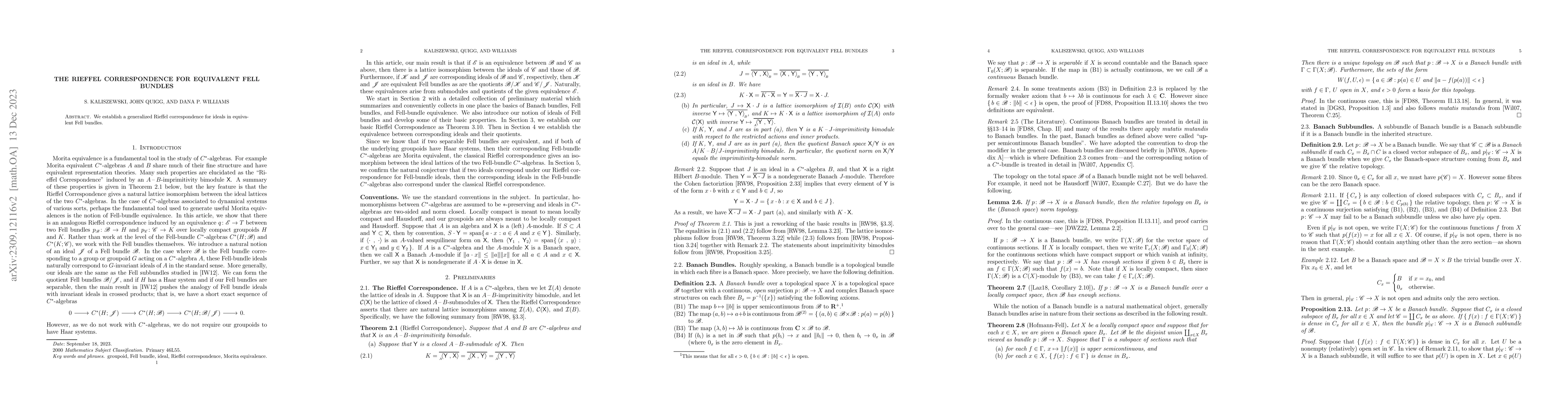 Thumbnail for The Rieffel Correspondence for Equivalent Fell Bundles