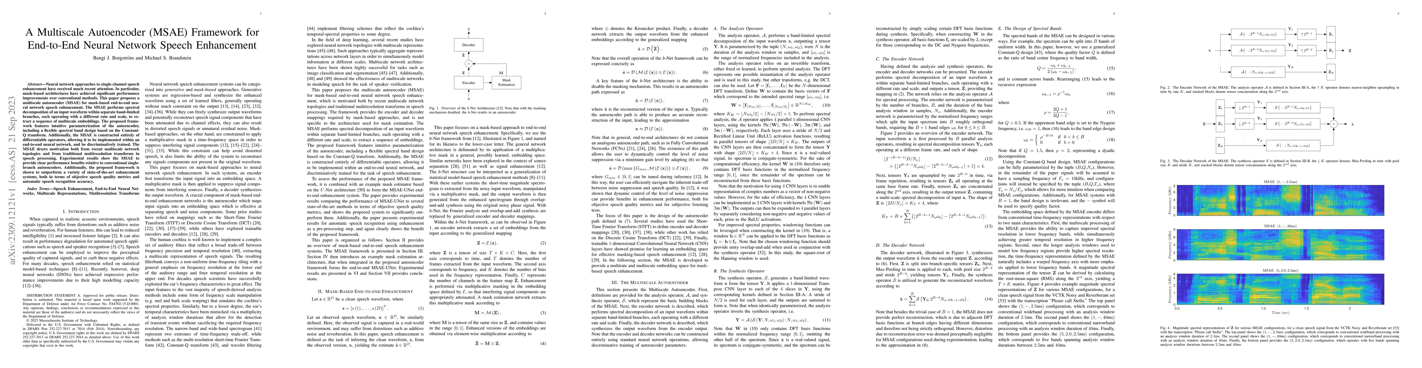 Thumbnail for A Multiscale Autoencoder (MSAE) Framework for End-to-End Neural Network
  Speech Enhancement