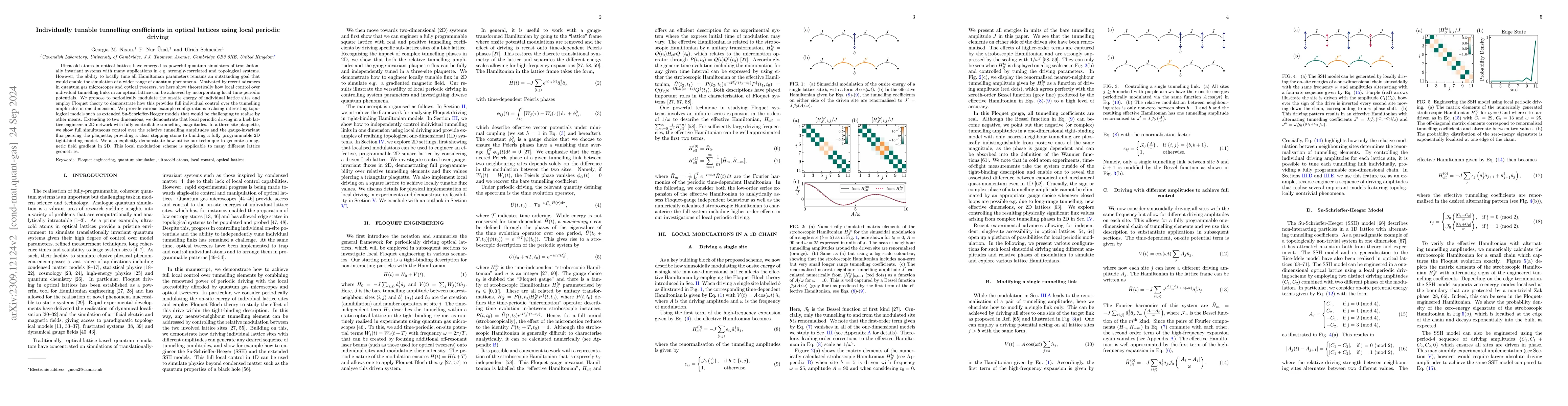 Thumbnail for Individually tunable tunnelling coefficients in optical lattices using
  local periodic driving