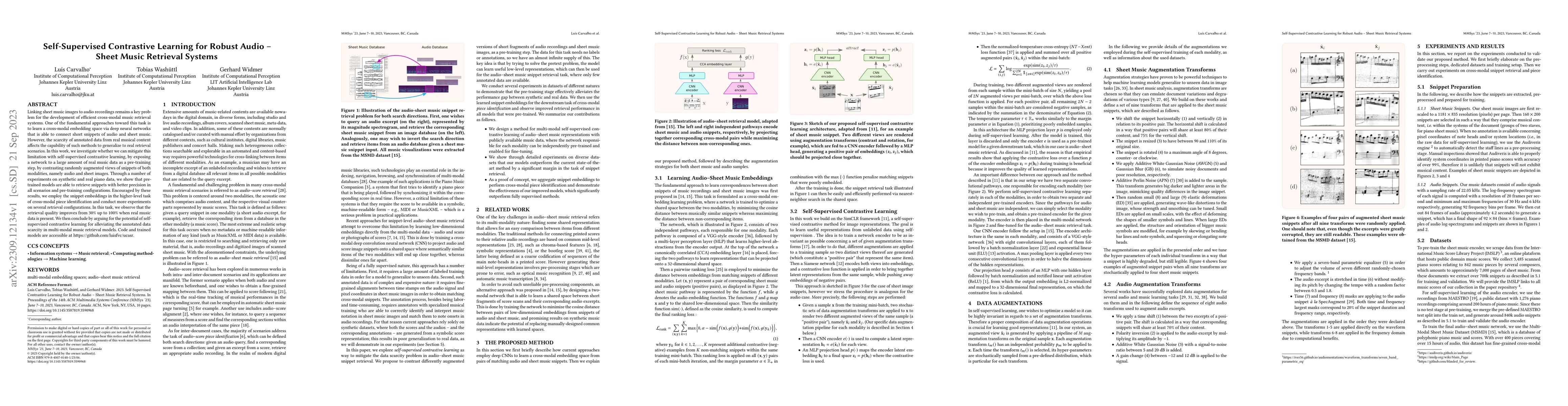Thumbnail for Self-Supervised Contrastive Learning for Robust Audio-Sheet Music
  Retrieval Systems