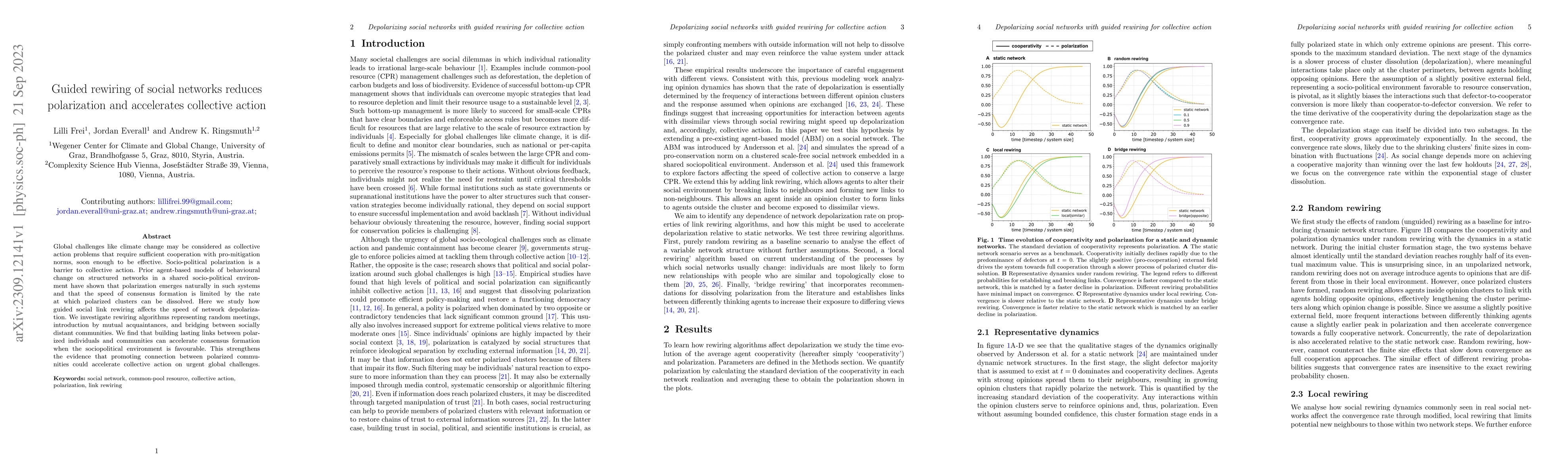 Thumbnail for Guided rewiring of social networks reduces polarization and accelerates
  collective action