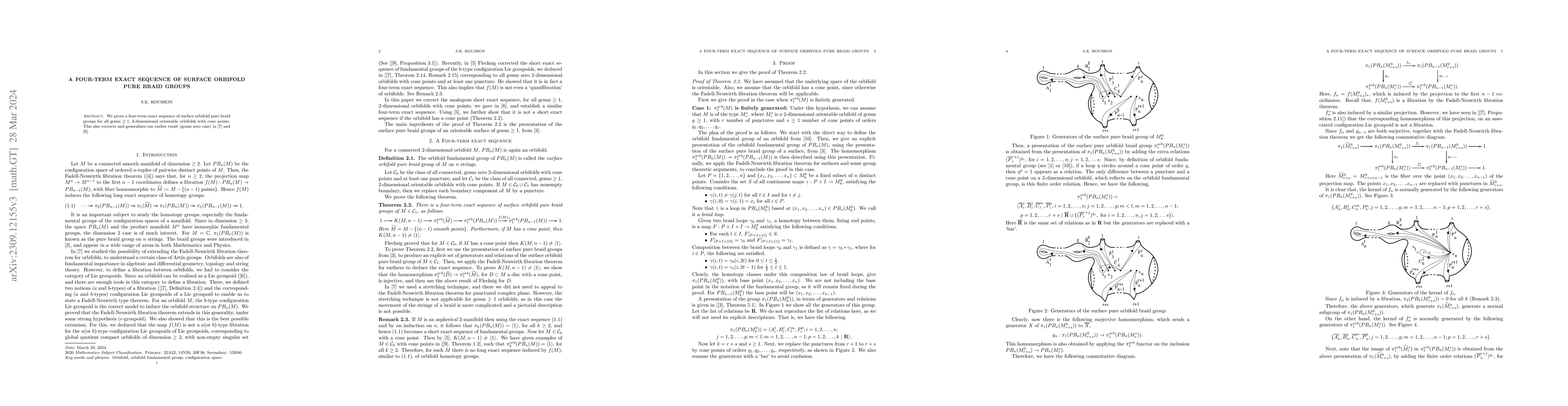Thumbnail for A four-term exact sequence of surface orbifold pure braid groups