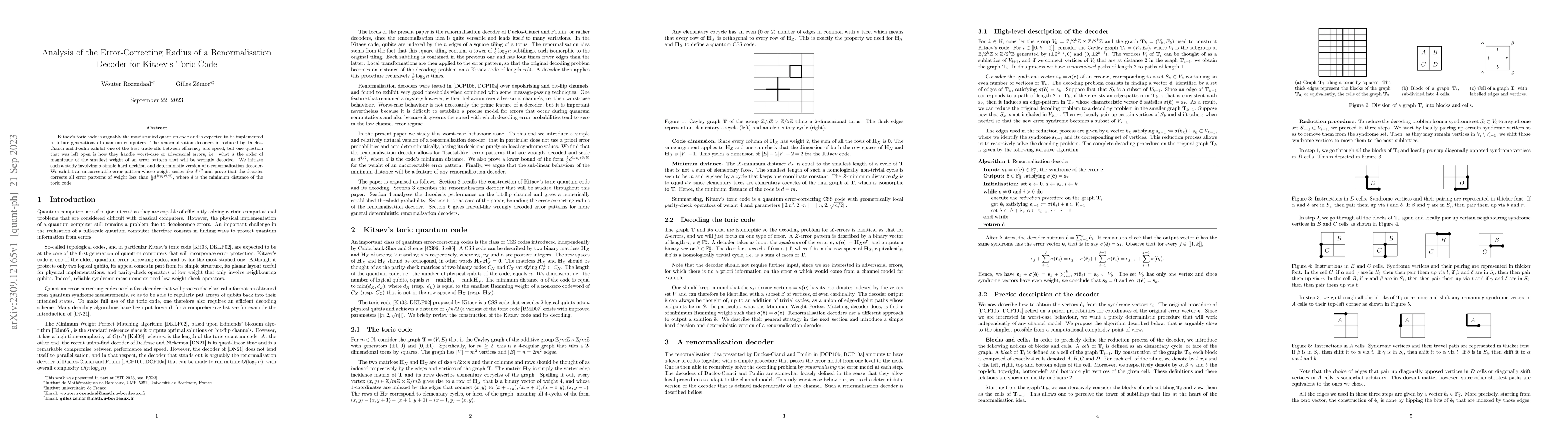 Thumbnail for Analysis of the Error-Correcting Radius of a Renormalisation Decoder for
  Kitaev's Toric Code