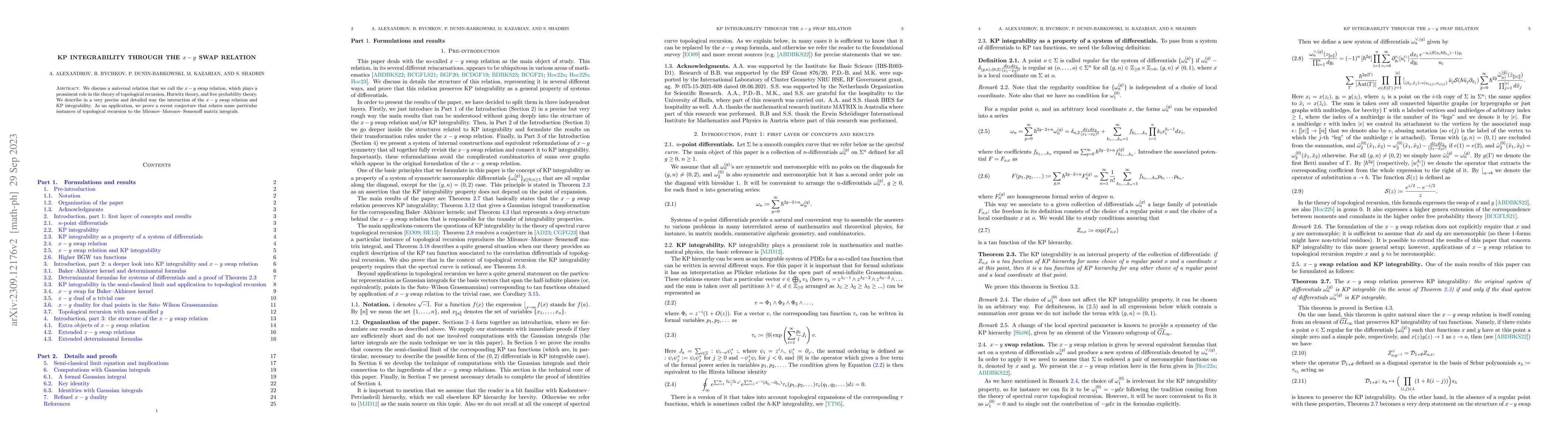 Thumbnail for KP integrability through the $x-y$ swap relation