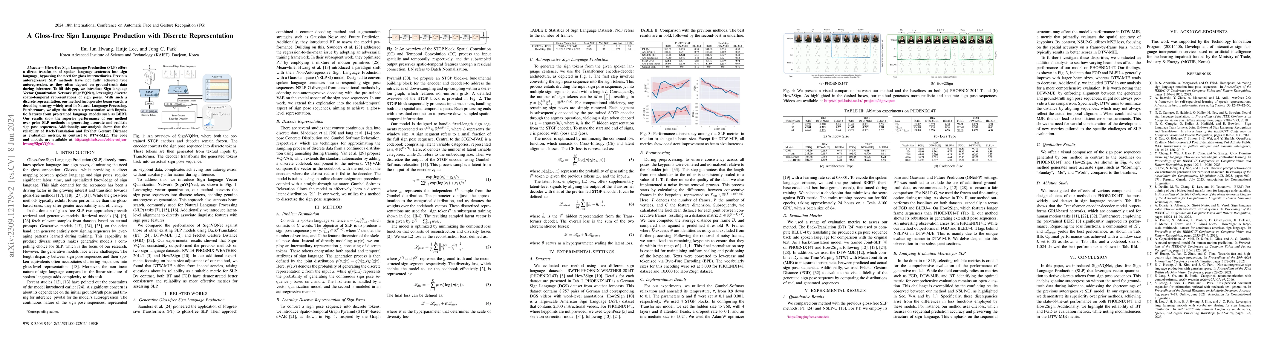Thumbnail for Autoregressive Sign Language Production: A Gloss-Free Approach with
  Discrete Representations