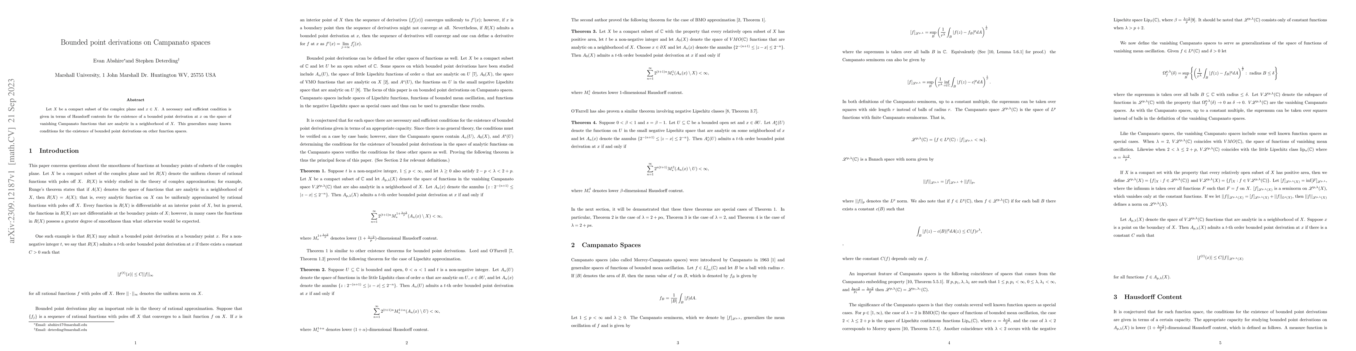 Thumbnail for Bounded point derivations on Campanato spaces