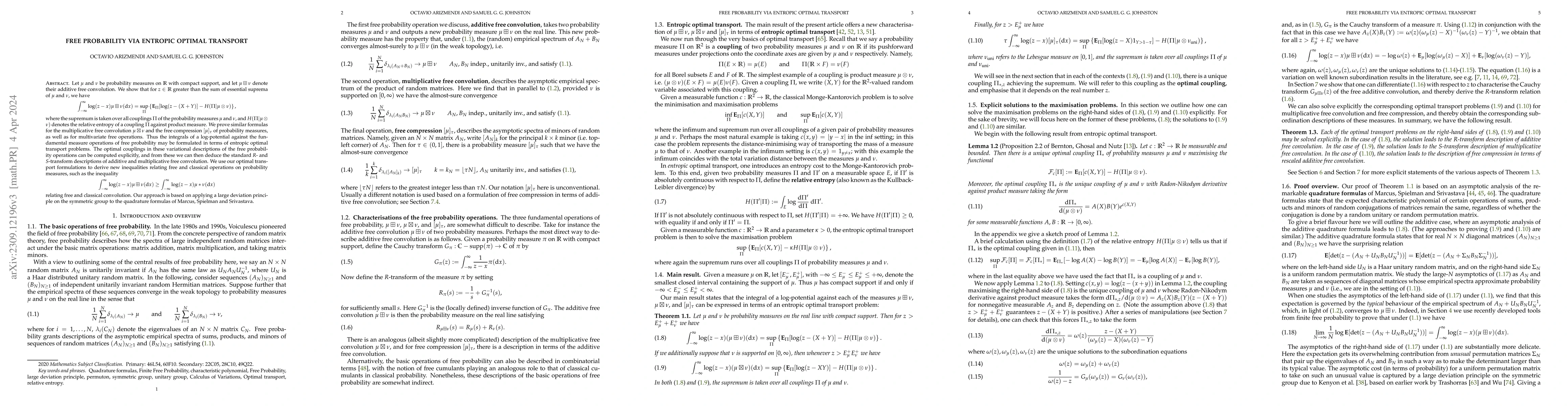 Thumbnail for Free probability via entropic optimal transport