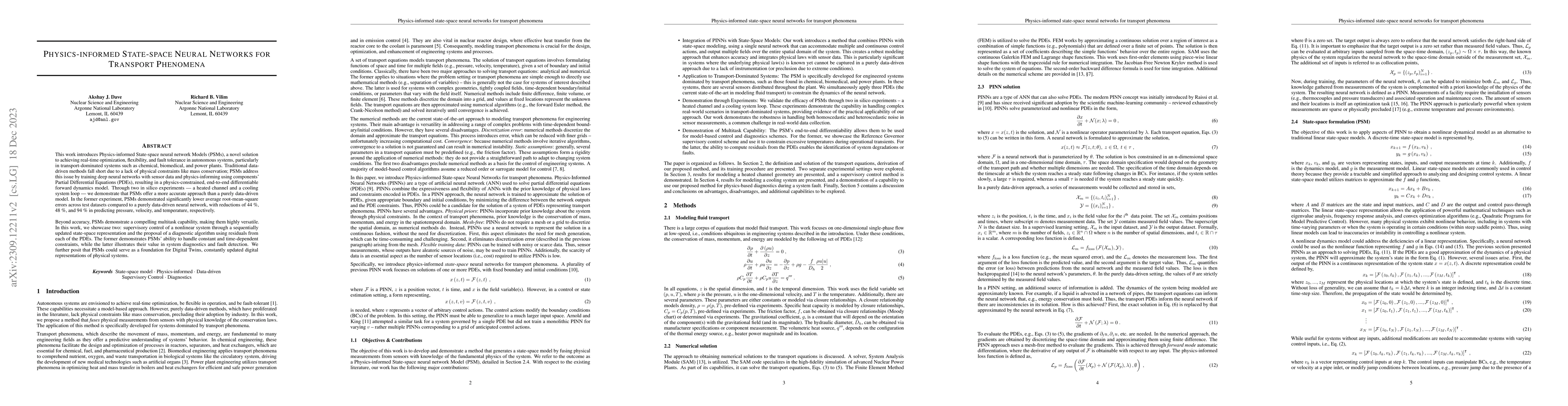 Thumbnail for Physics-informed State-space Neural Networks for Transport Phenomena