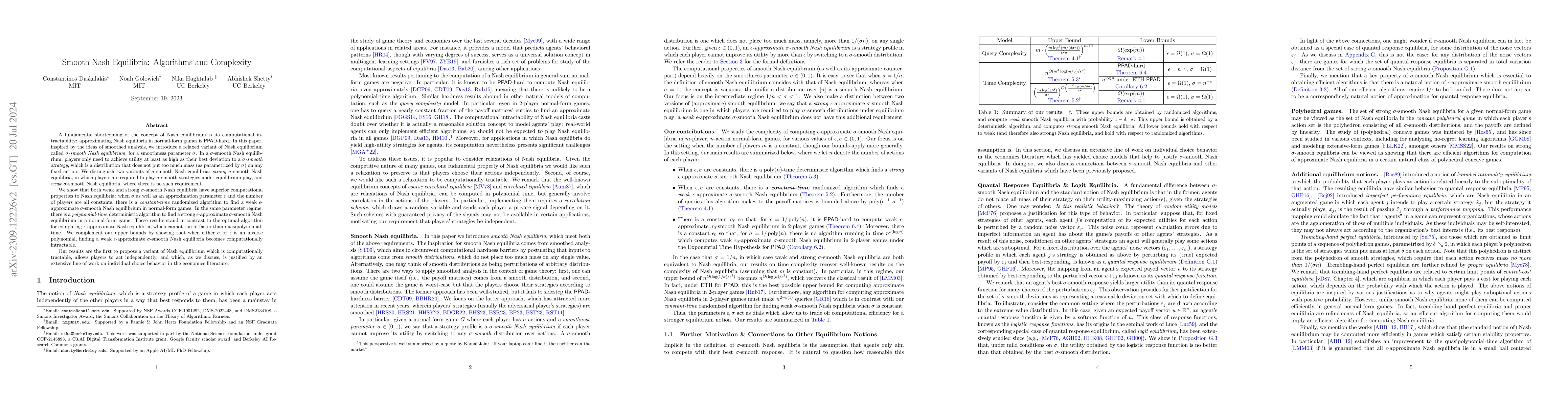 Thumbnail for Smooth Nash Equilibria: Algorithms and Complexity