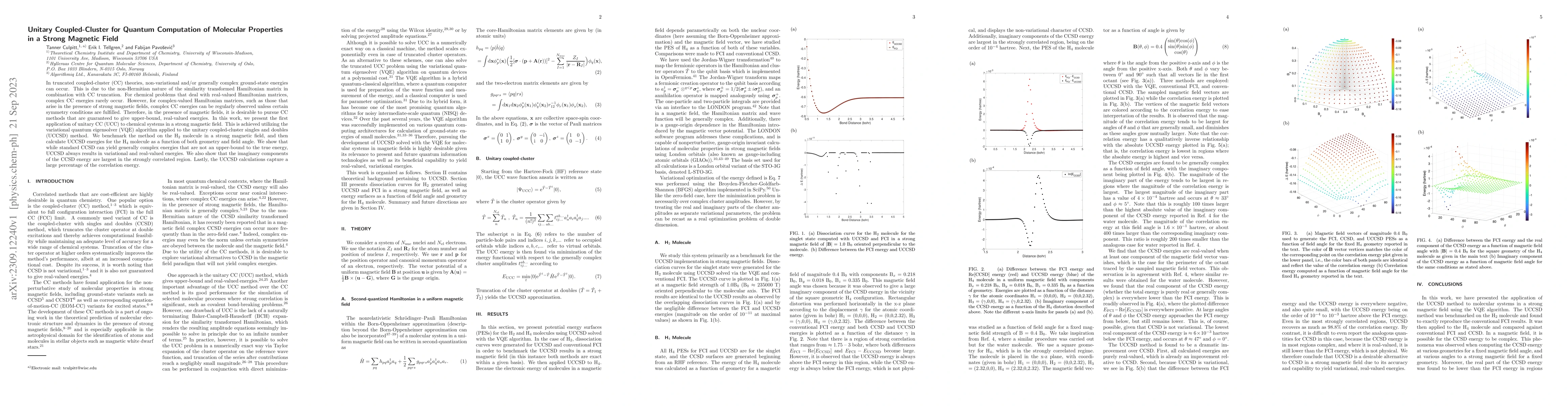 Thumbnail for Unitary Coupled-Cluster for Quantum Computation of Molecular Properties
  in a Strong Magnetic Field