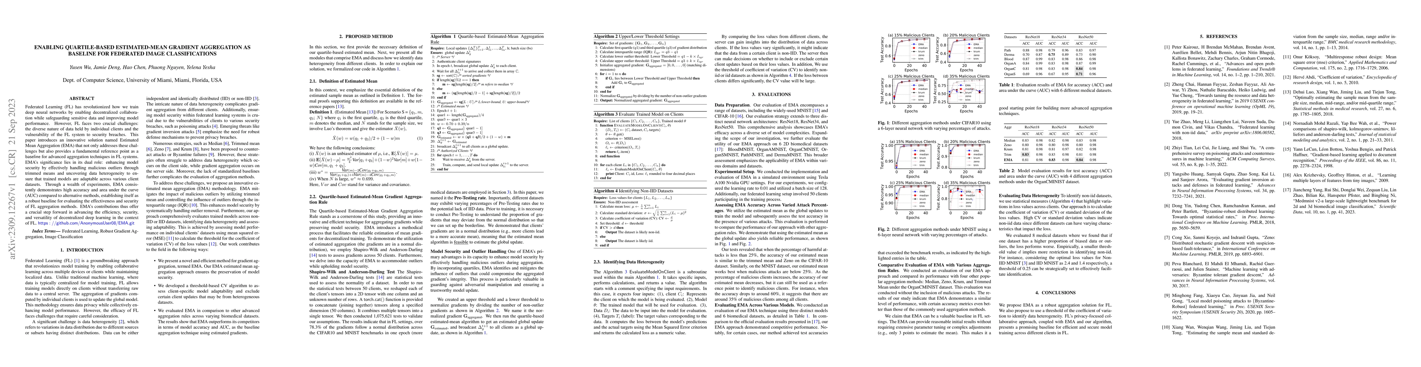 Thumbnail for Enabling Quartile-based Estimated-Mean Gradient Aggregation As Baseline
  for Federated Image Classifications