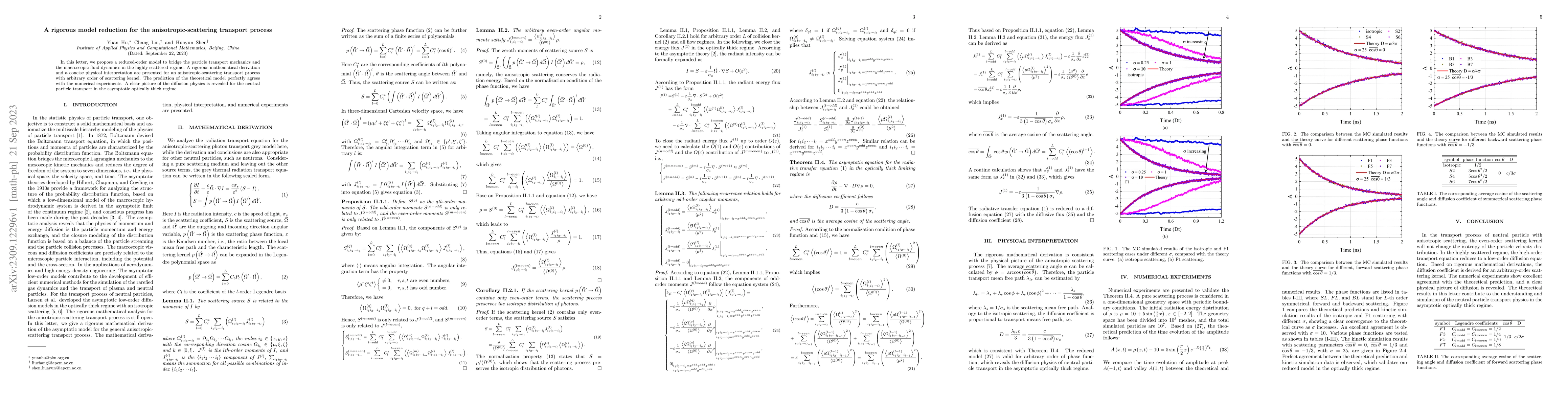 Thumbnail for A rigorous model reduction for the anisotropic-scattering transport
  process