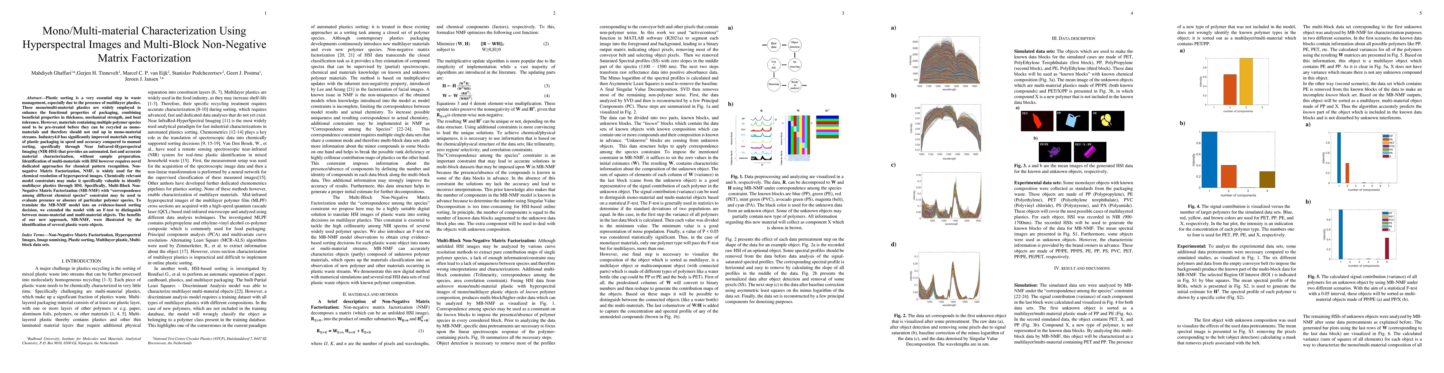 Thumbnail for Mono/Multi-material Characterization Using Hyperspectral Images and
  Multi-Block Non-Negative Matrix Factorization