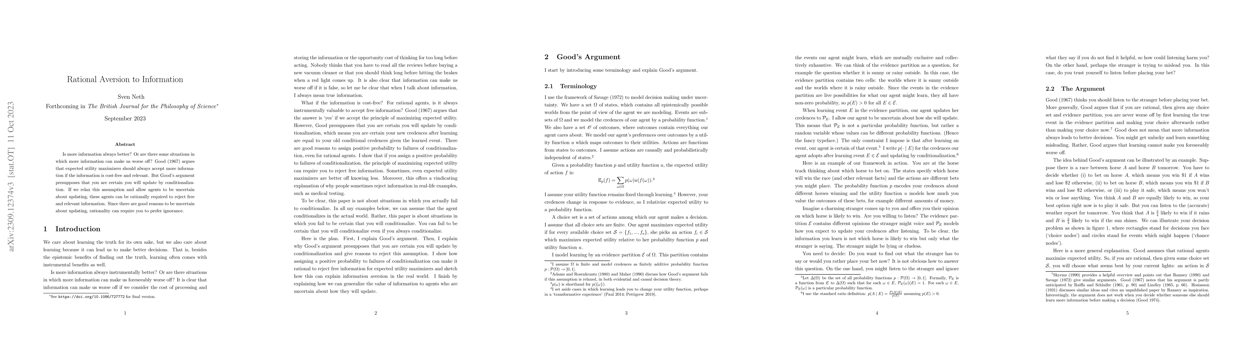 Thumbnail for Rational Aversion to Information