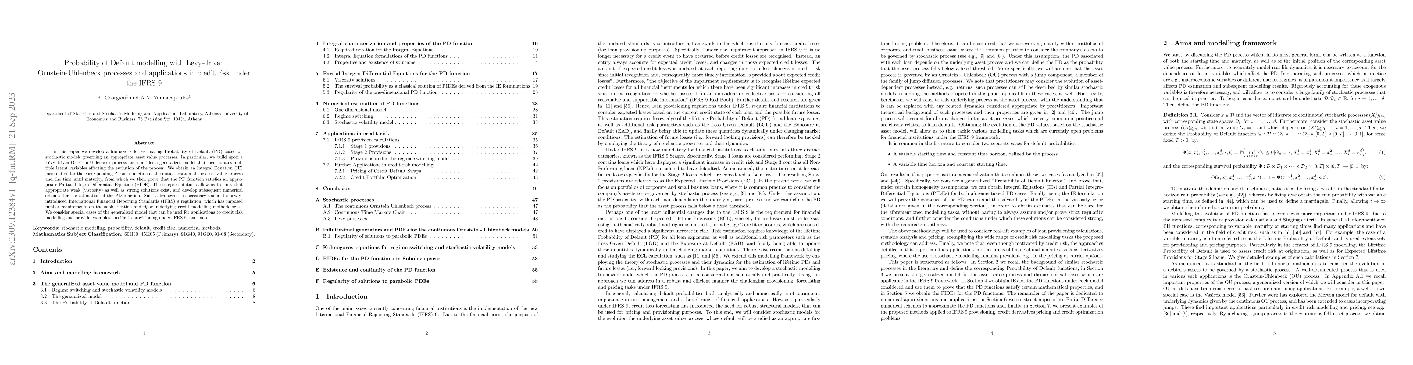 Thumbnail for Probability of Default modelling with L\'evy-driven Ornstein-Uhlenbeck
  processes and applications in credit risk under the IFRS 9