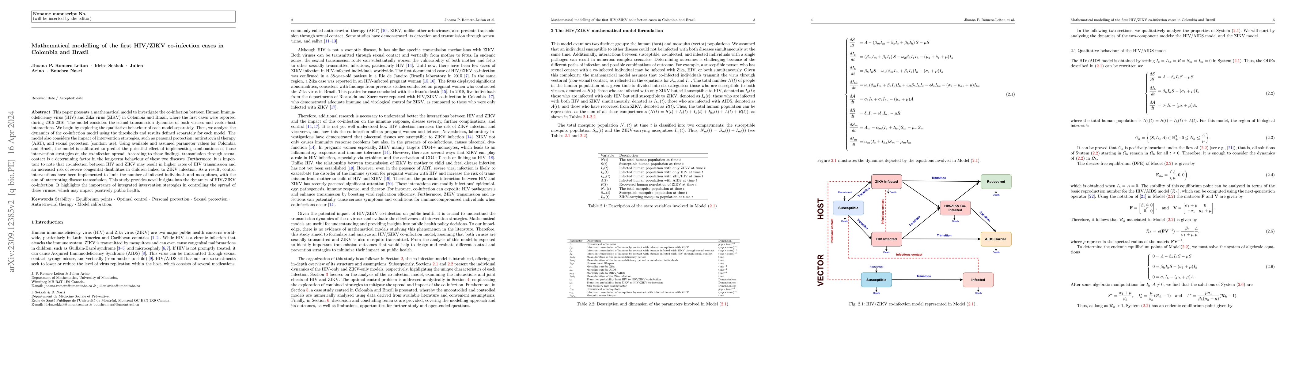 Thumbnail for Mathematical modelling of the first HIV/ZIKV co-infection cases in
  Colombia and Brazil
