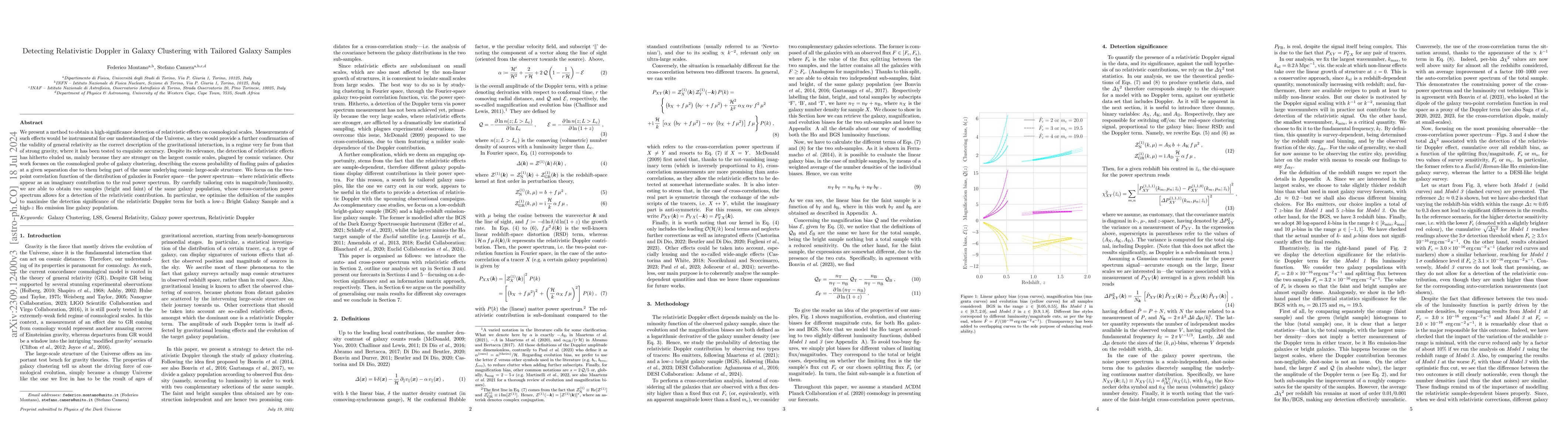 Thumbnail for Detecting Relativistic Doppler in Galaxy Clustering with Tailored Galaxy
  Samples