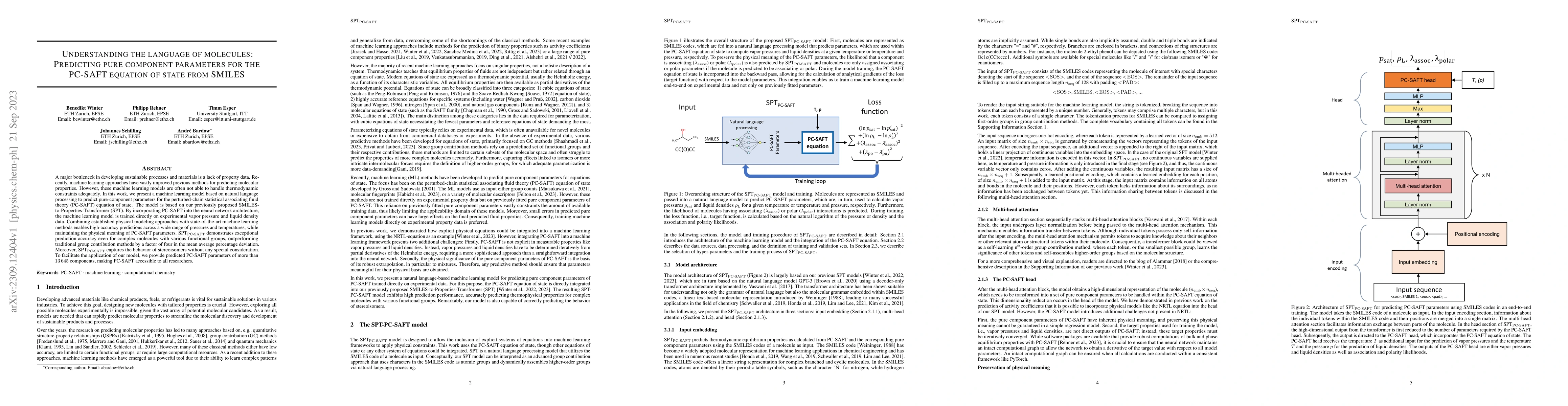 Thumbnail for Understanding the language of molecules: Predicting pure component
  parameters for the PC-SAFT equation of state from SMILES