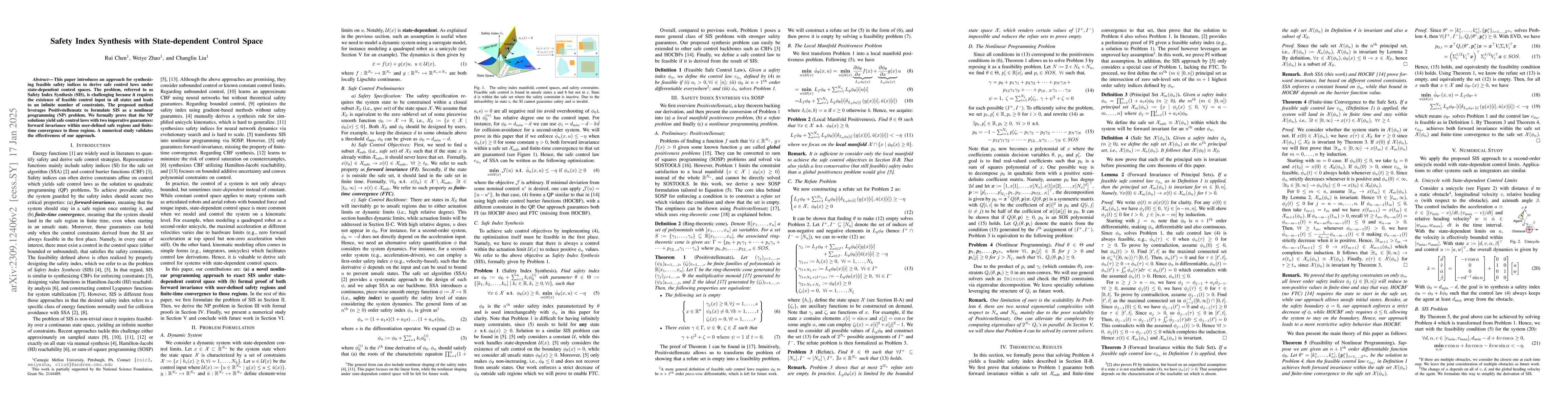 Thumbnail for Safety Index Synthesis with State-dependent Control Space