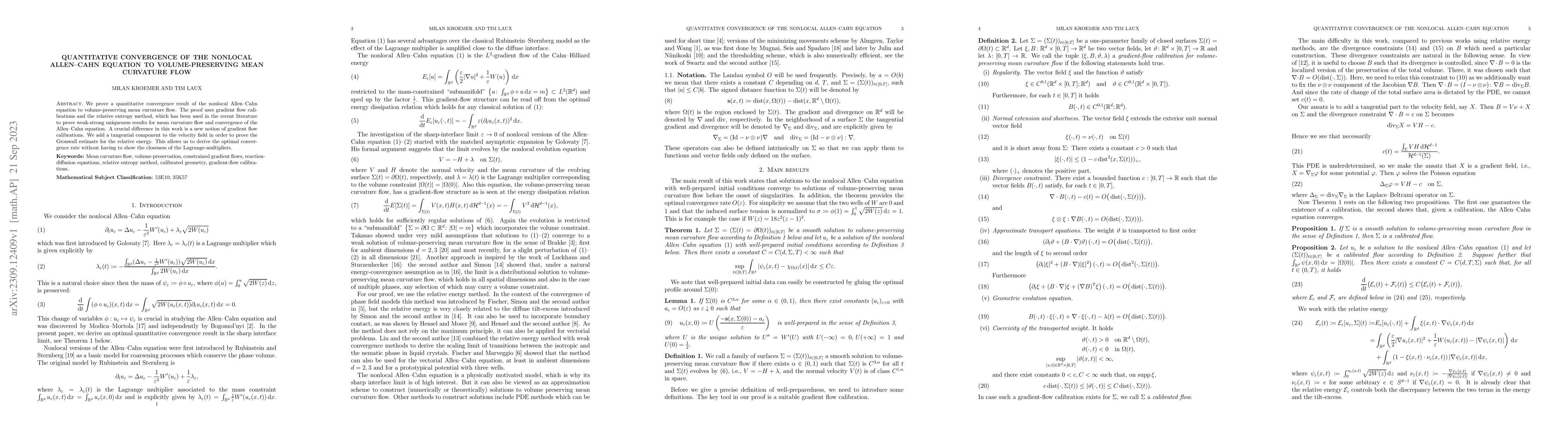 Thumbnail for Quantitative convergence of the nonlocal Allen--Cahn equation to
  volume-preserving mean curvature flow