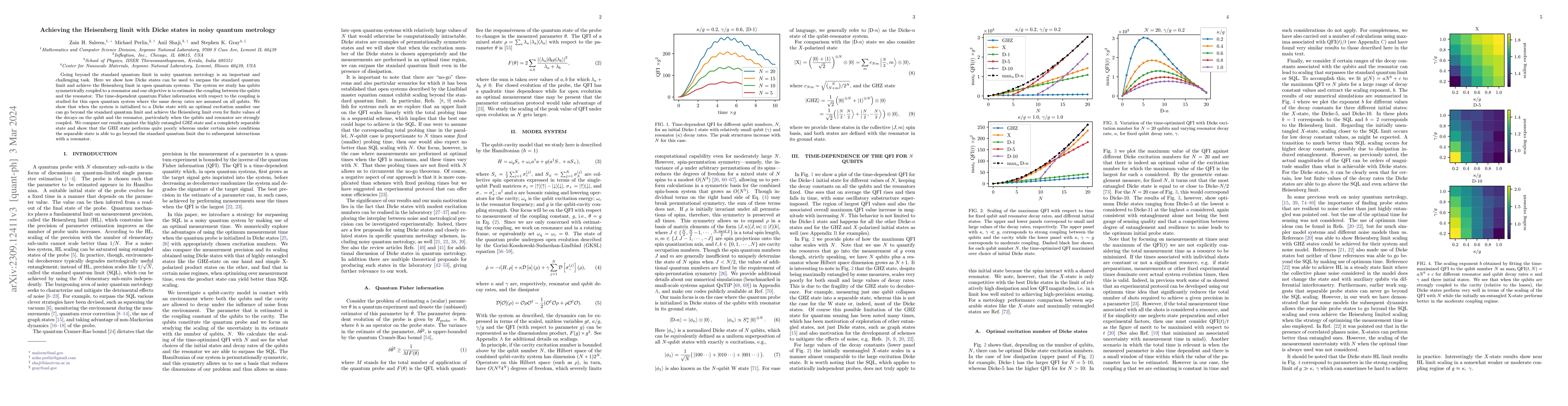 Thumbnail for Achieving the Heisenberg limit with Dicke states in noisy quantum
  metrology