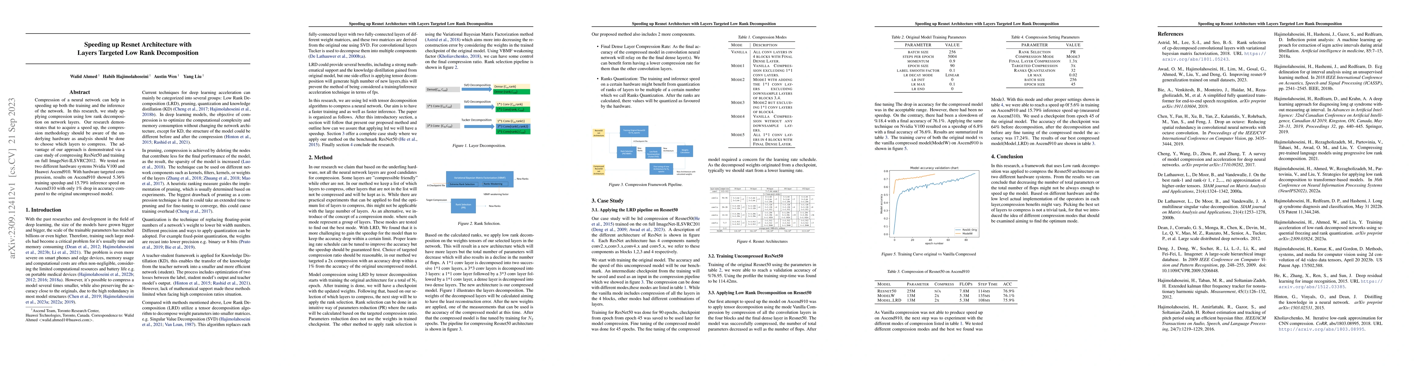 Thumbnail for Speeding up Resnet Architecture with Layers Targeted Low Rank
  Decomposition