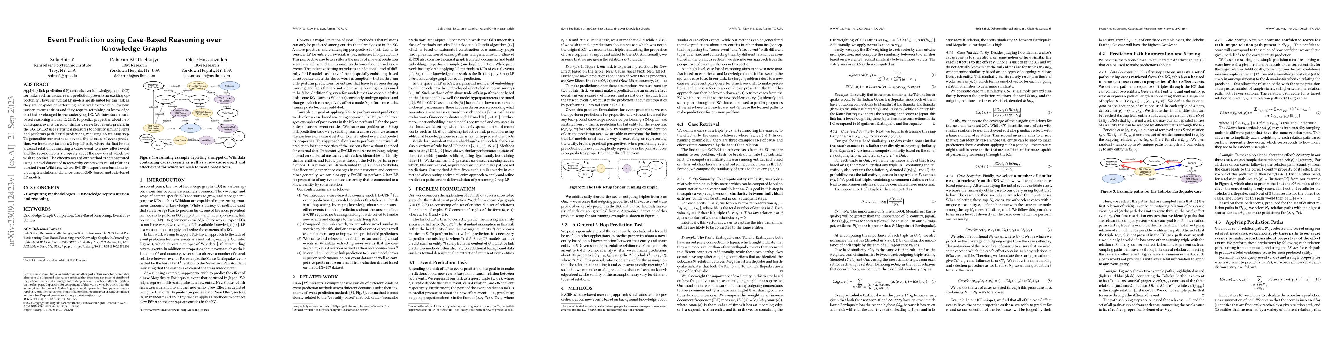 Thumbnail for Event Prediction using Case-Based Reasoning over Knowledge Graphs