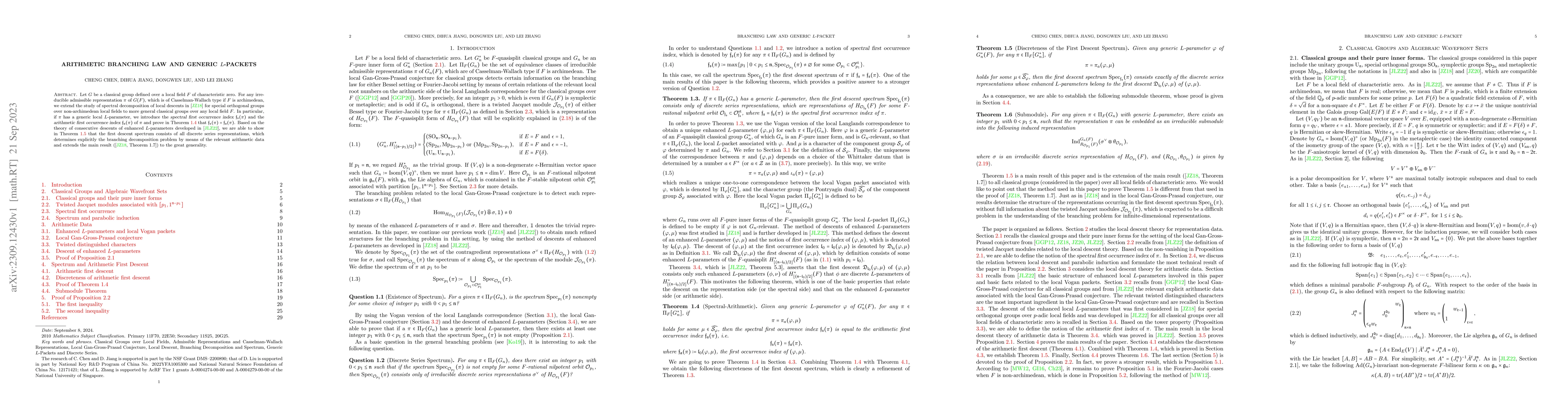 Thumbnail for Arithmetic Branching Law and generic $L$-packets