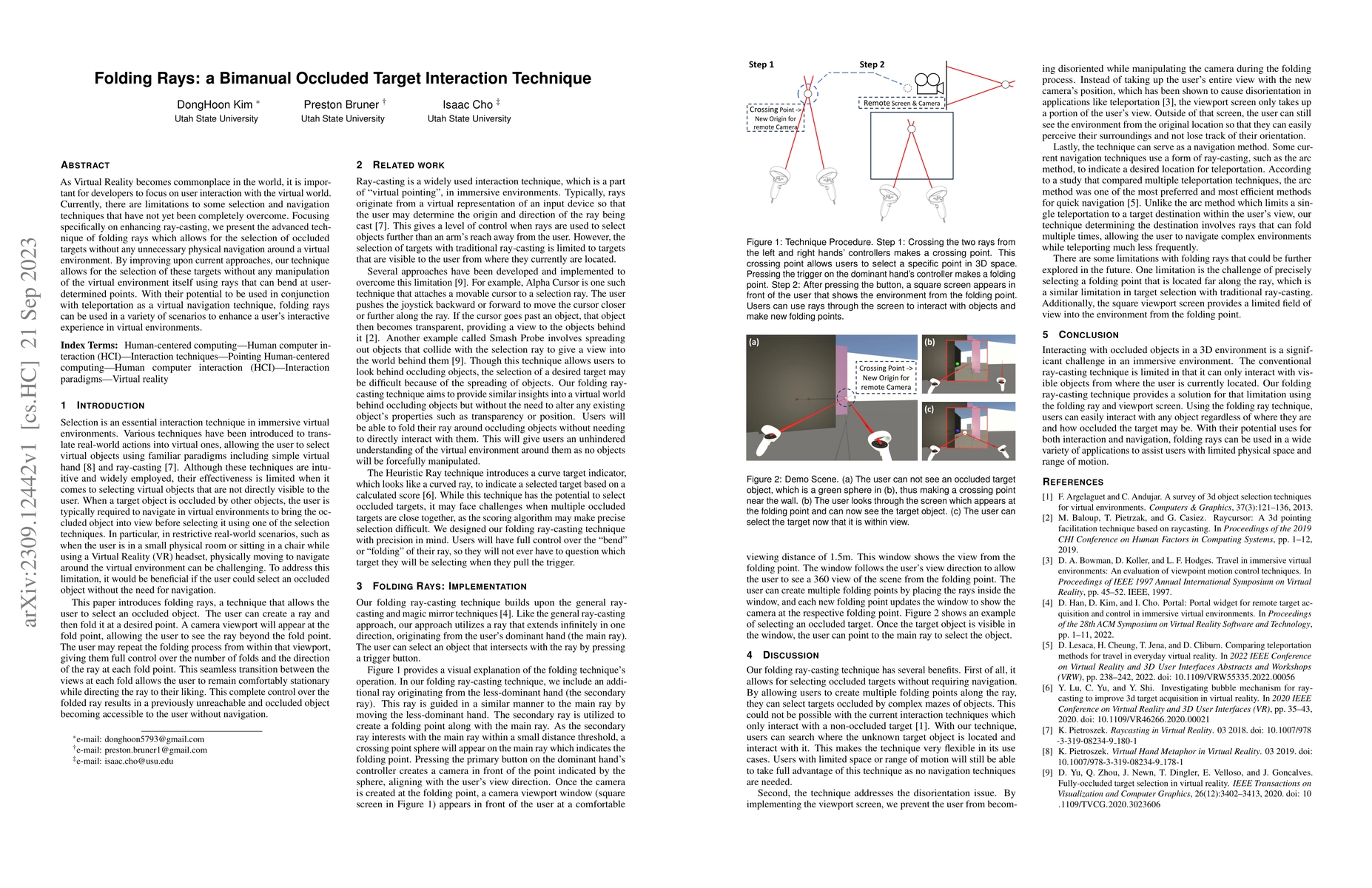 Thumbnail for Folding Rays: a Bimanual Occluded Target Interaction Technique