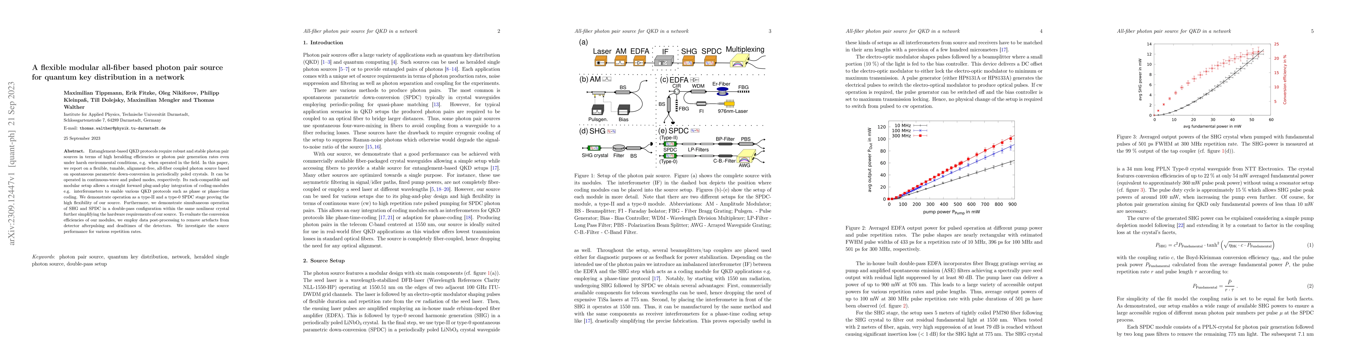 Thumbnail for A flexible modular all-fiber based photon pair source for quantum key
  distribution in a network