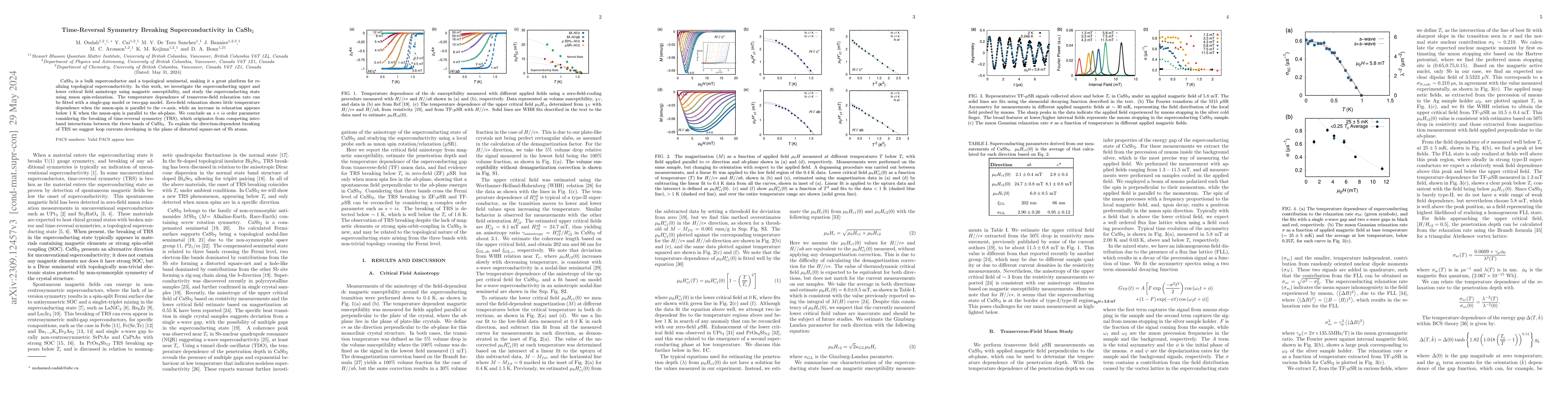 Thumbnail for Time-Reversal Symmetry Breaking Superconductivity in CaSb$_2$