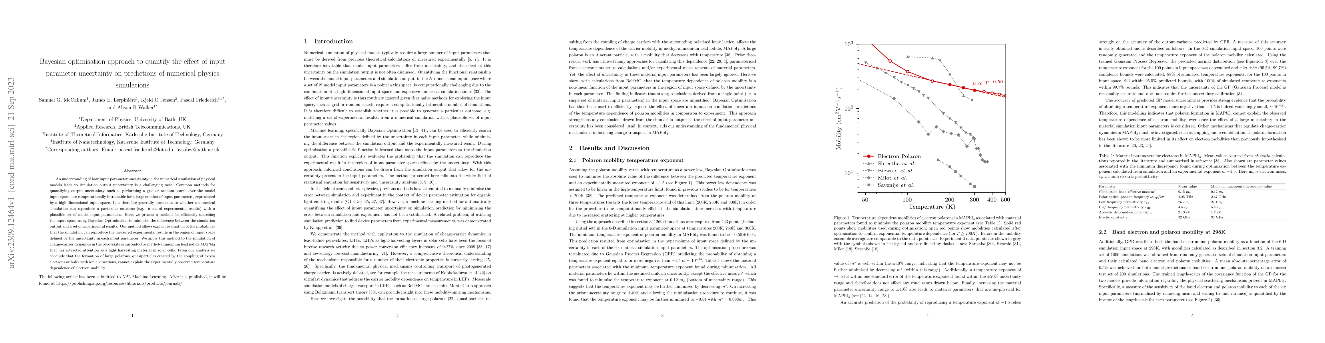 Thumbnail for Bayesian optimisation approach to quantify the effect of input parameter
  uncertainty on predictions of numerical physics simulations
