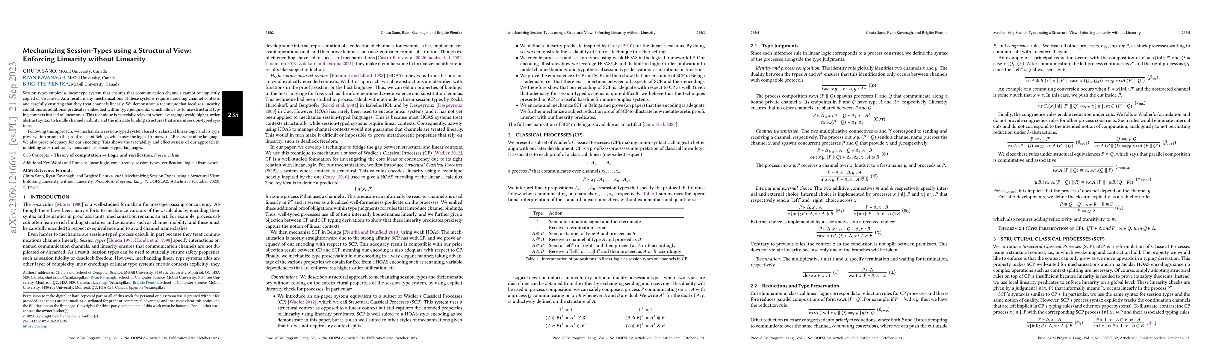Thumbnail for Mechanizing Session-Types using a Structural View: Enforcing Linearity
  without Linearity
